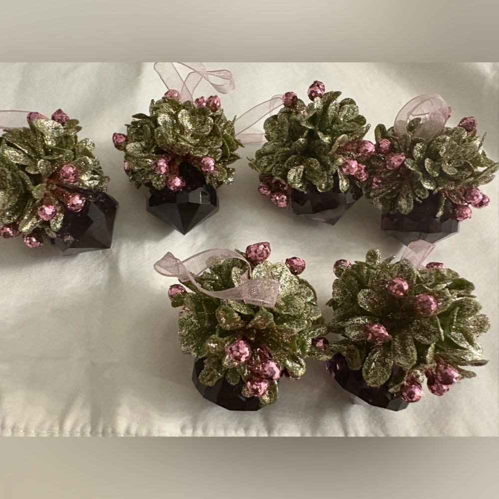 Purple Jewel Ornaments x 6 2.5 inches long